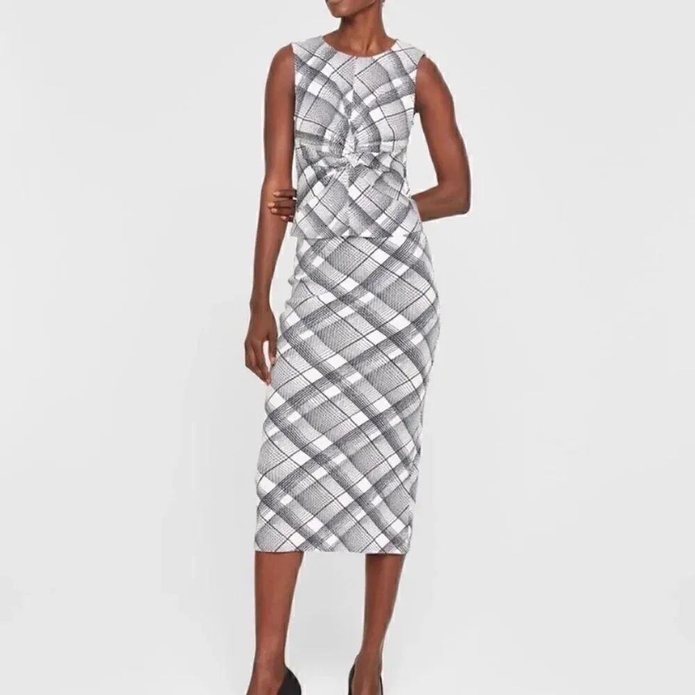 Club Monaco PlaidβPrintedβBlueβRibβSkirtβLargeβNEW